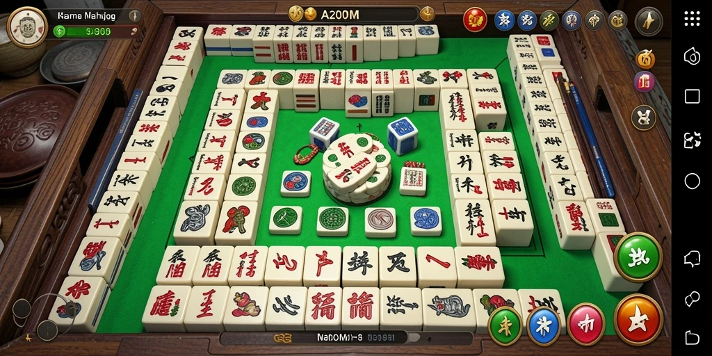 Tampilan gameplay A200M dengan karakterisasi Mahjong yang menarik.