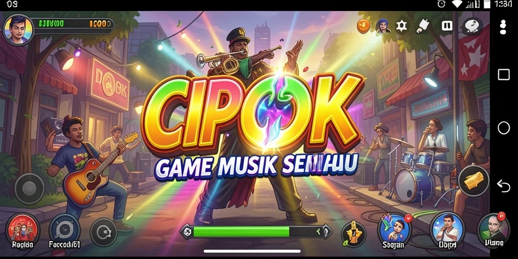 Tampilan gameplay seru CIPOK dengan berbagai lagu menarik.