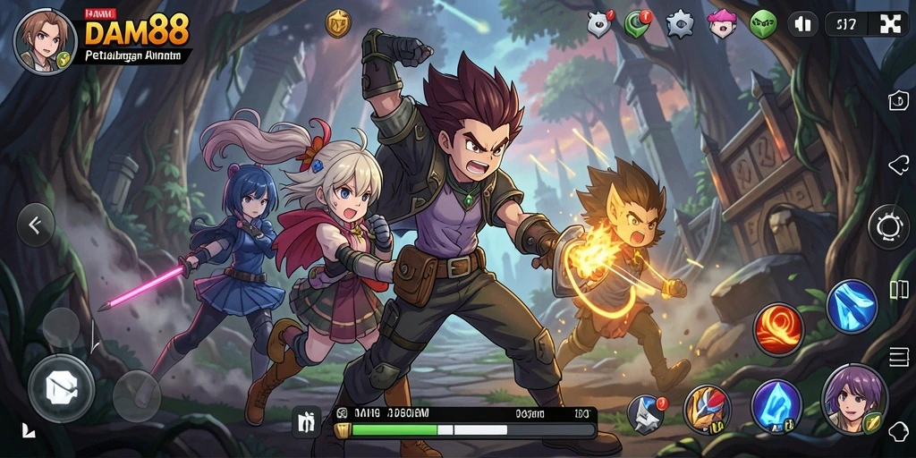 Tampilan gameplay menarik dari DAM88 dalam suasana anime.