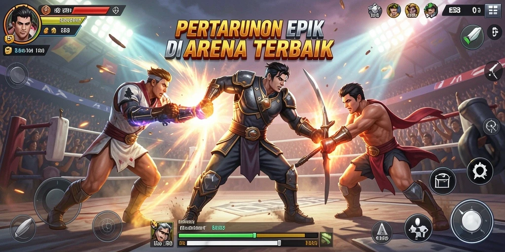 Screenshot E88 menampilkan aksi pertarungan yang seru di arena.