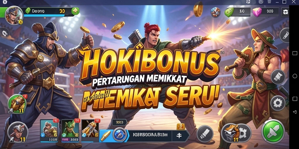 Tampilan gameplay seru HOKIBONUS saat pertarungan berlangsung.