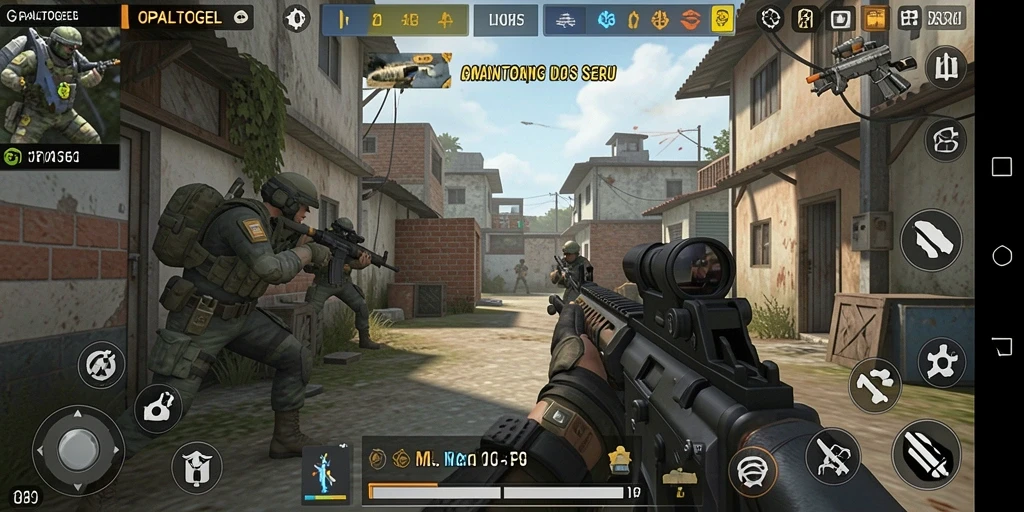 Tangkapan layar menunjukkan aksi intens di OPALTOGEL dengan gameplay FPS yang mendebarkan.