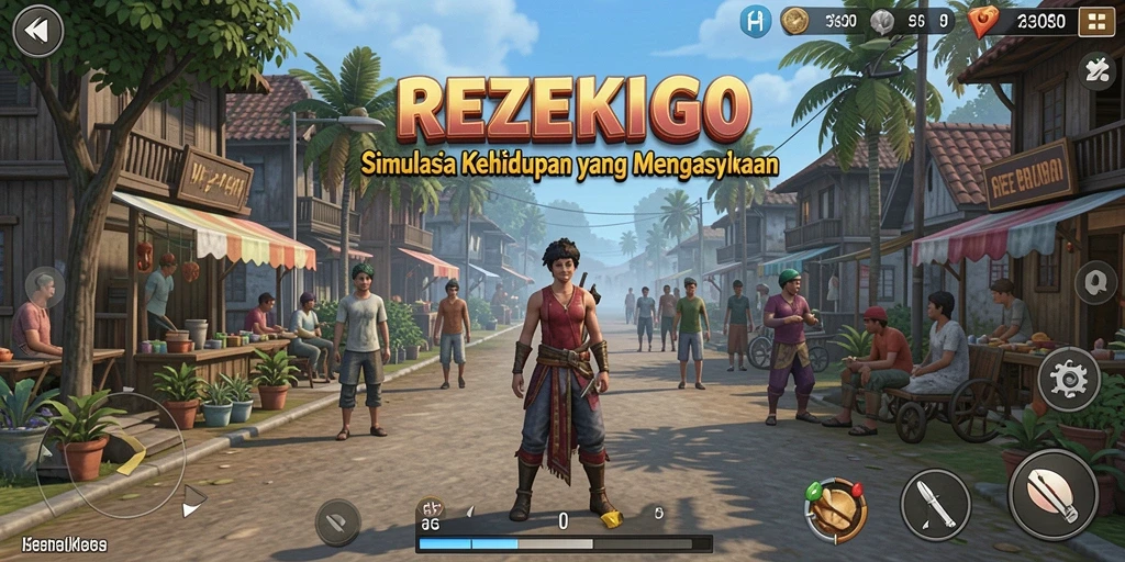 Screenshot gameplay REZEKIGO yang menampilkan aktivitas simulasi interaktif.