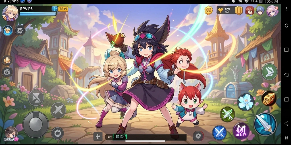 Screenshot RPVIP6 menampilkan aksi pertempuran karakter Anime yang epik.