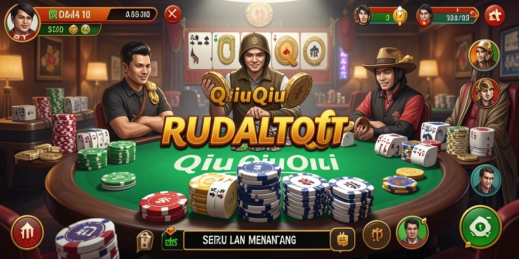 Tangkapan layar utama RUDALTOTO menampilkan gameplay QiuQiu yang seru.