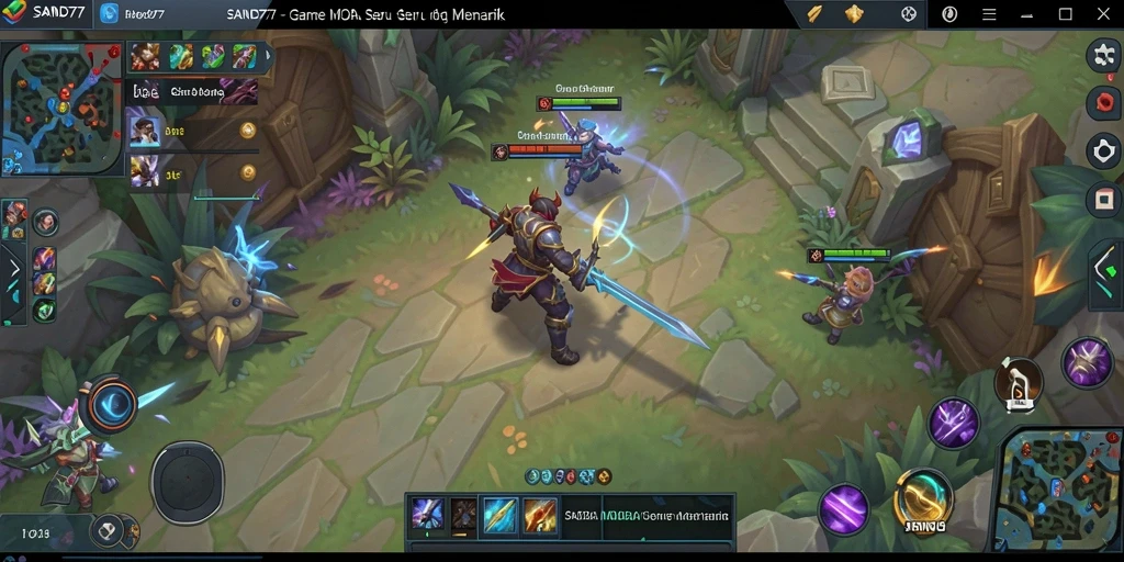 Gambar menunjukkan pertarungan epik dalam gameplay SAND77.