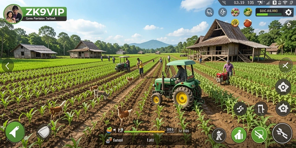 Tampilan gameplay <strong>ZK9VIP</strong> yang menarik saat bercocok tanam.